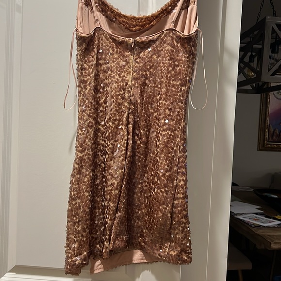 Gold, sequin cocktail dress. - Picture 3 of 5